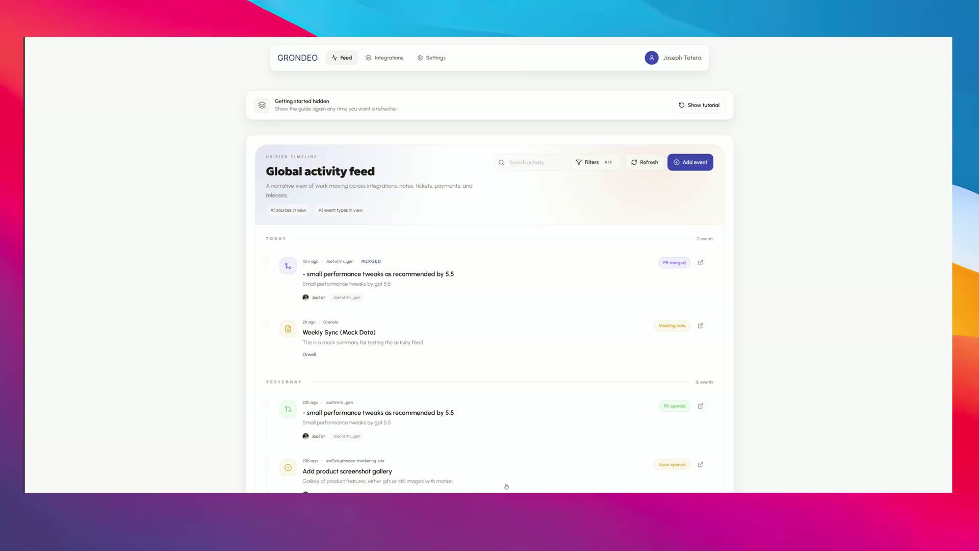 Global Activity Feed preview